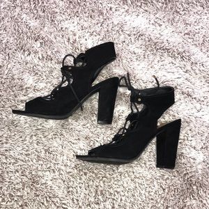 Lace up black heels